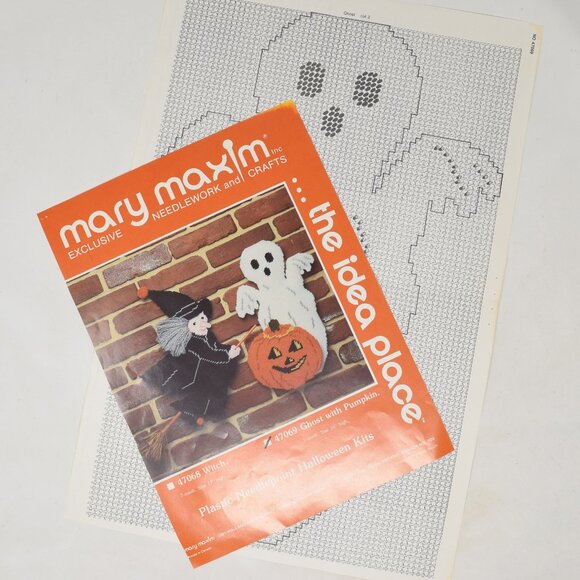 Mary Maxim Ghost Pumpkin 47069 Halloween Needlepoint Patten Only Incomplete VTG - Picture 4 of 5